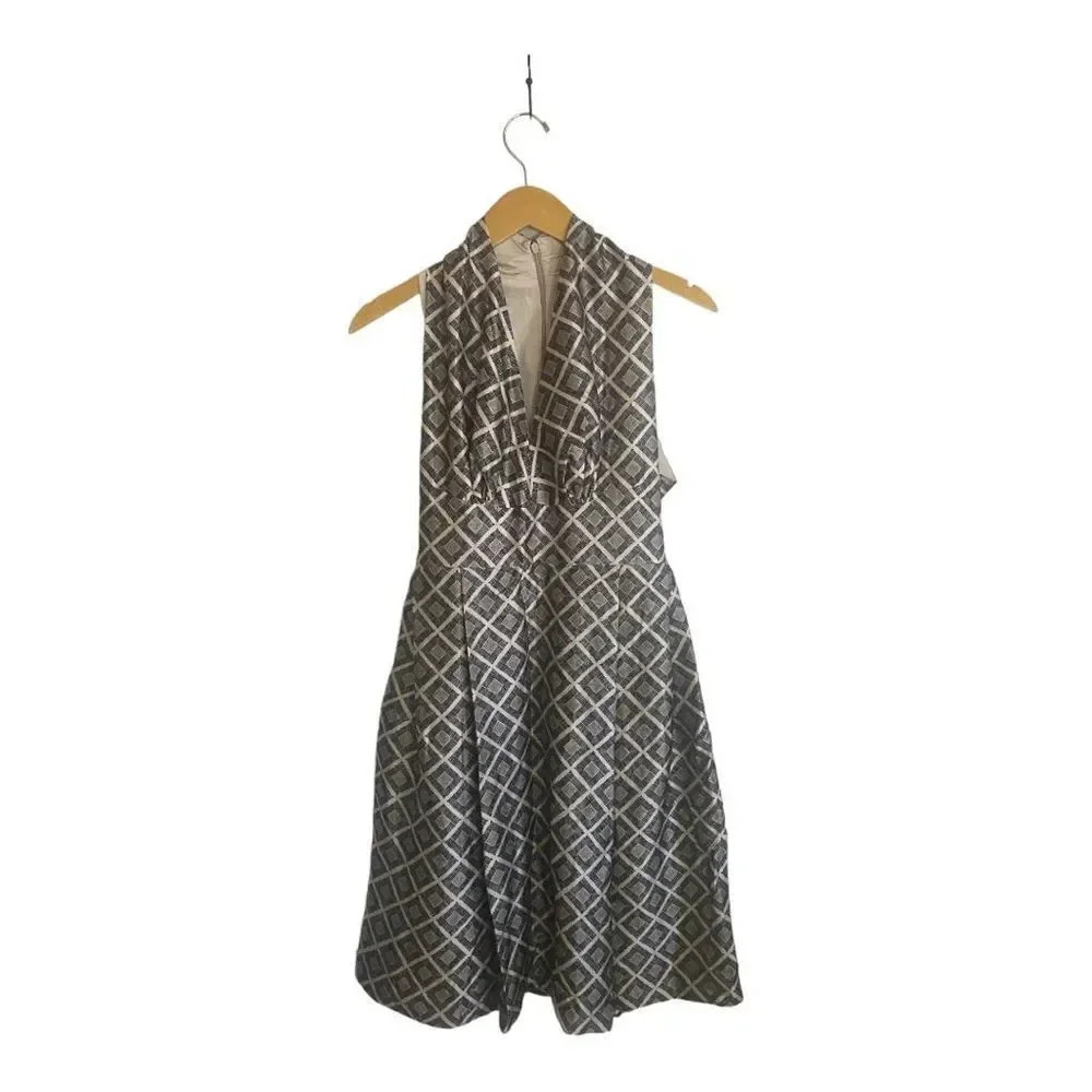 Eleventy Black and White Geometric Midi Dress - Picture 4 of 8